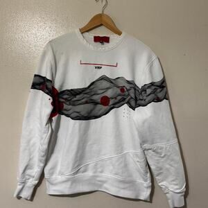 Vie + Richie Streetwear White Wrap Around Graphic Crewneck Sweatshirt Size M
